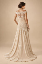 A-Line Chiffon Cape Sleeves Floor-Length Mother of the Bride & Groom Dresses with Floral Sequin Bodice (SHI22500691)