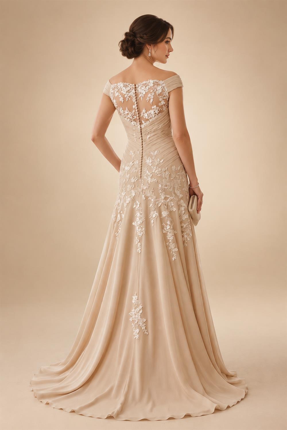 A-Line/Princess Strapless Lace Appliques Floor-Length Mother of the Bride & Groom Dresses with Pleats, Ruched Waist & Sweep Train (SHI22501664)