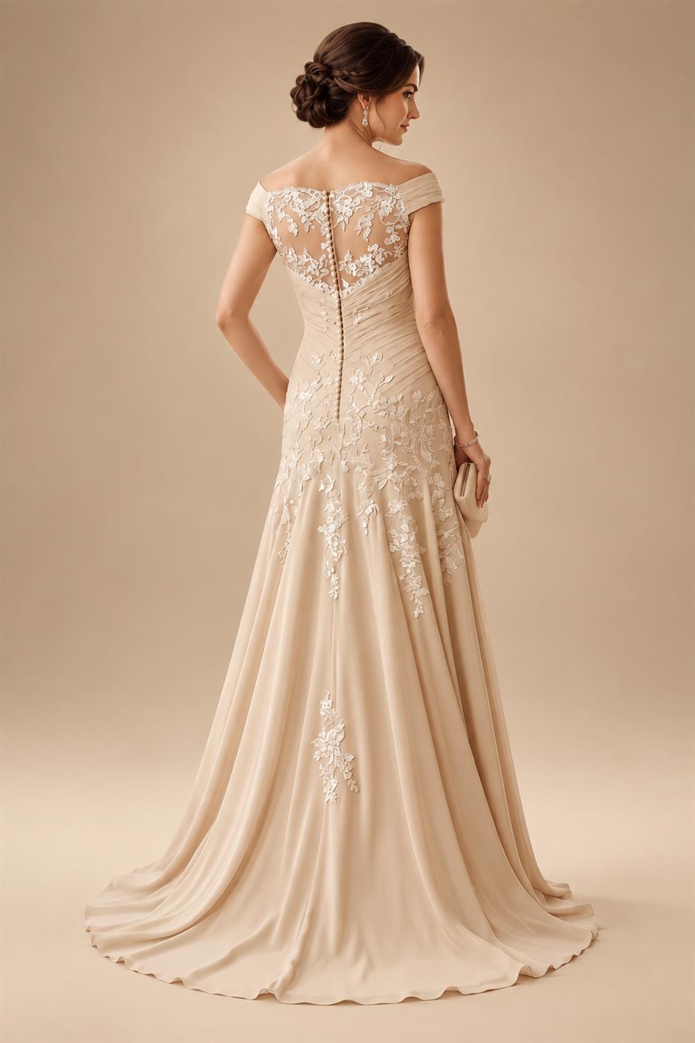 Sheath Floral Jacquard Off Shoulder Mother of the Bride & Groom Dresses with Flower (SHI22500777)