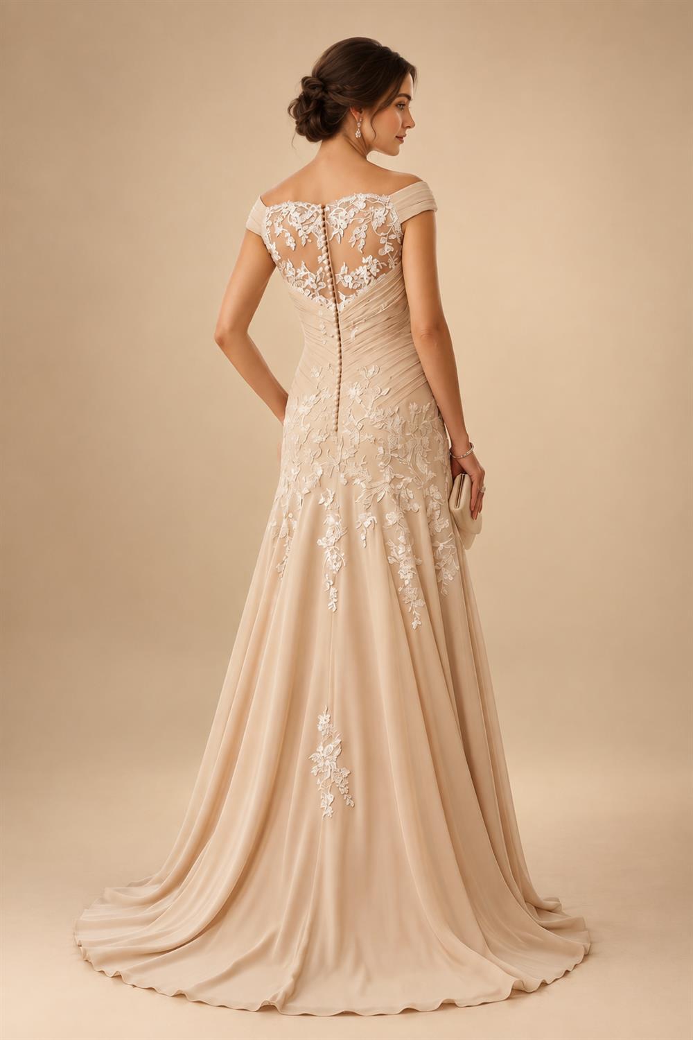 Mermaid Scoop Long Sleeve Floor Length Mother of the Bride Dresses with Peplum & Appliques (SHI22500269)