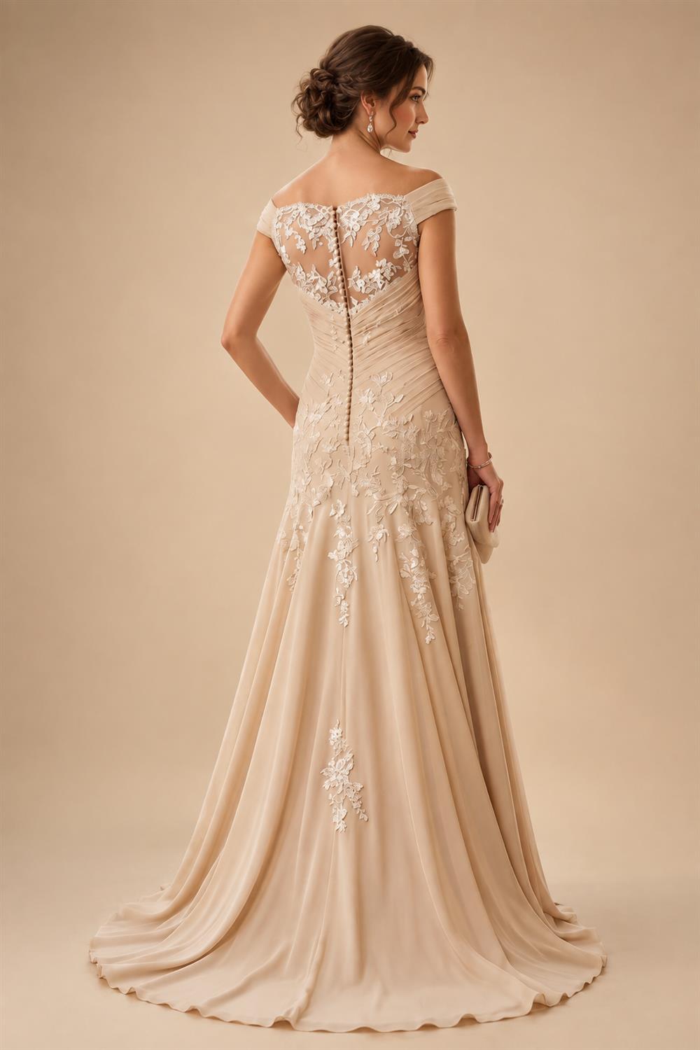 A-Line/Princess Off Shoulder Chiffon Floor-Length Mother of the Bride & Groom Dresses with Ruched Waist & Slit (SHI22501619)