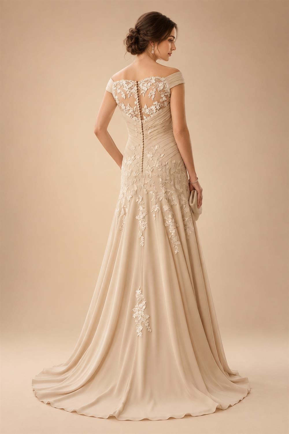 3/4 Sleeve Round Neck A-Line Midi Chiffon Mother of the Bride Dresses with Jacket (SHI22500386)