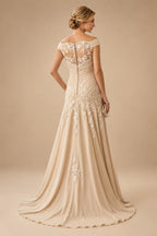 A-Line/Princess V-Neck Chiffon Floor-Length Mother of the Bride & Groom Dresses with Lace Appliques & Pleats (SHI22501670)