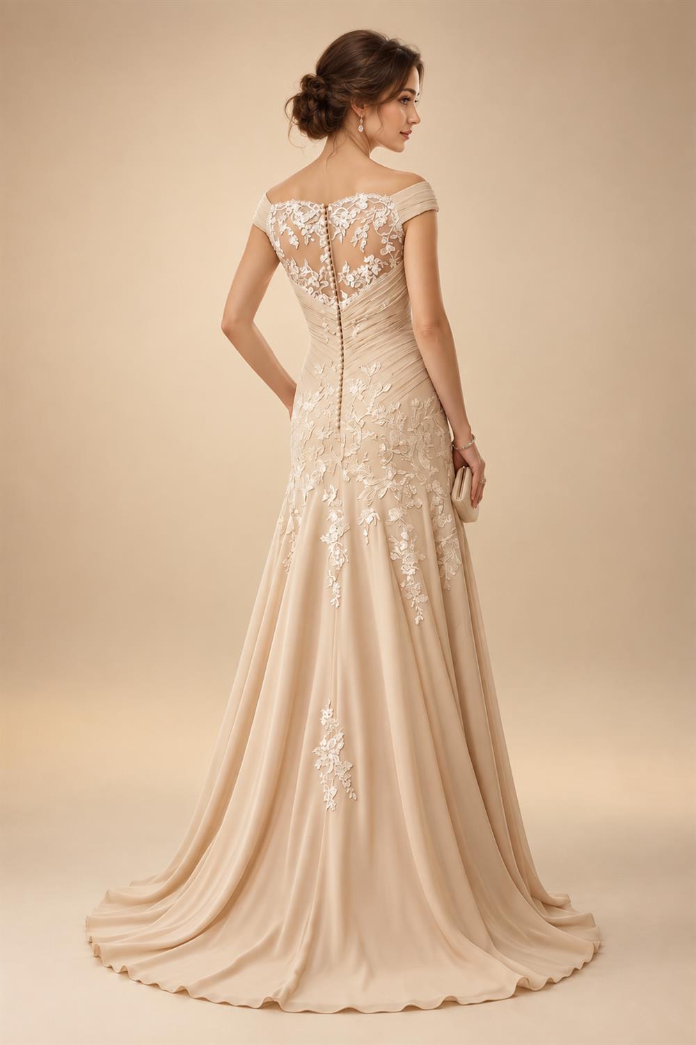 A-Line/Princess One Shoulder Chiffon Floor-Length Mother of the Bride & Groom Dresses with Lace Appliques, Sweep Train & Side Sash (SHI22501663)