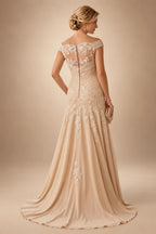 A-Line/Princess V-Neck Chiffon Floor-Length Mother of the Bride & Groom Dresses with Lace Appliques & Ruched Waist (SHI22501678)