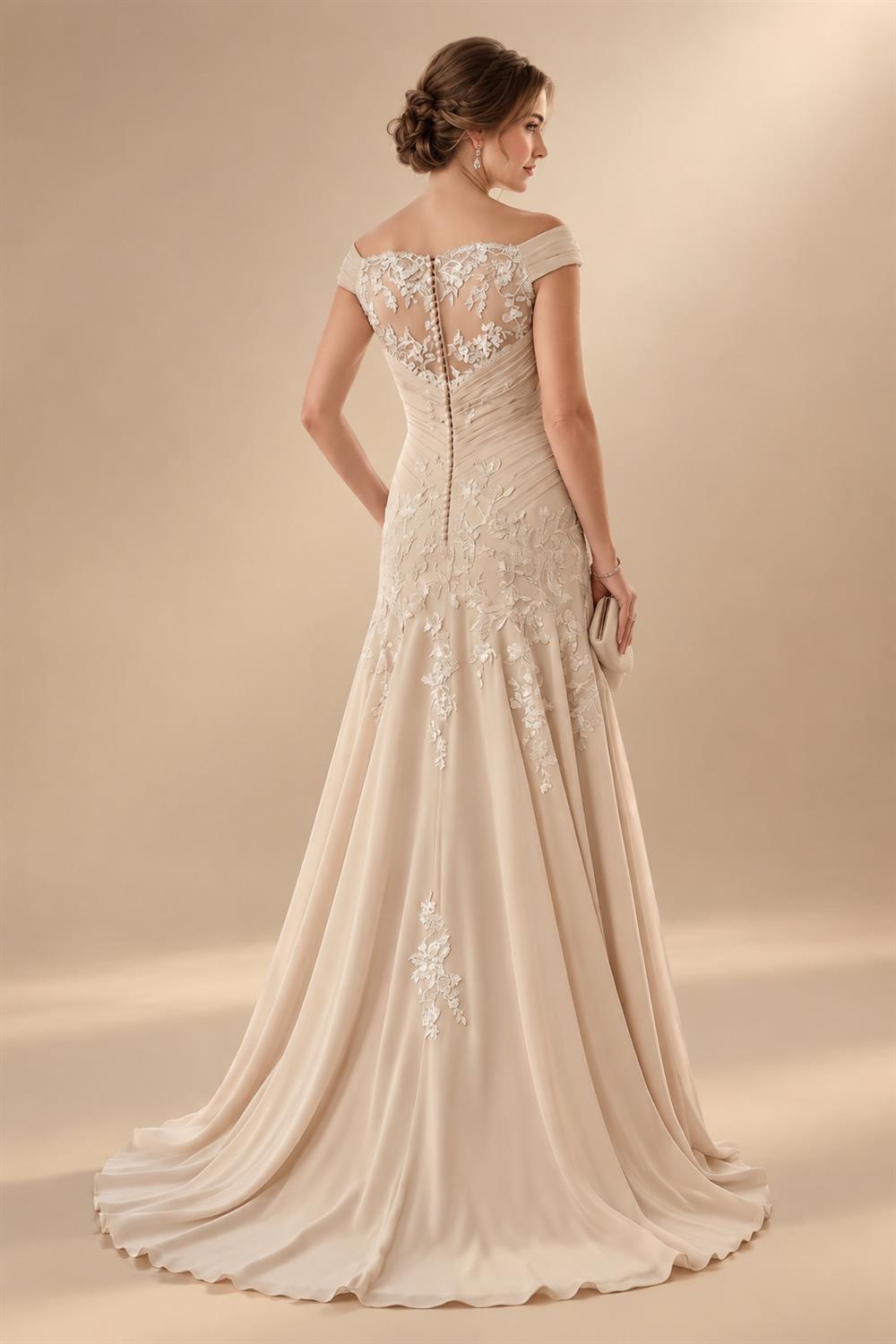 A-Line/Princess Off Shoulder Chiffon Floor-Length Mother of the Bride & Groom Dresses with Sequin, Lace Appliques & Pleats (SHI22501662)