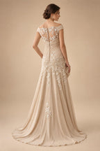 A-Line/Princess V-Neck Chiffon Maxi Mother of the Bride & Groom Dresses with Lace Appliques, Sweep Train, Ruffles, 3D Flowers & Ruched Waist (SHI22501653)