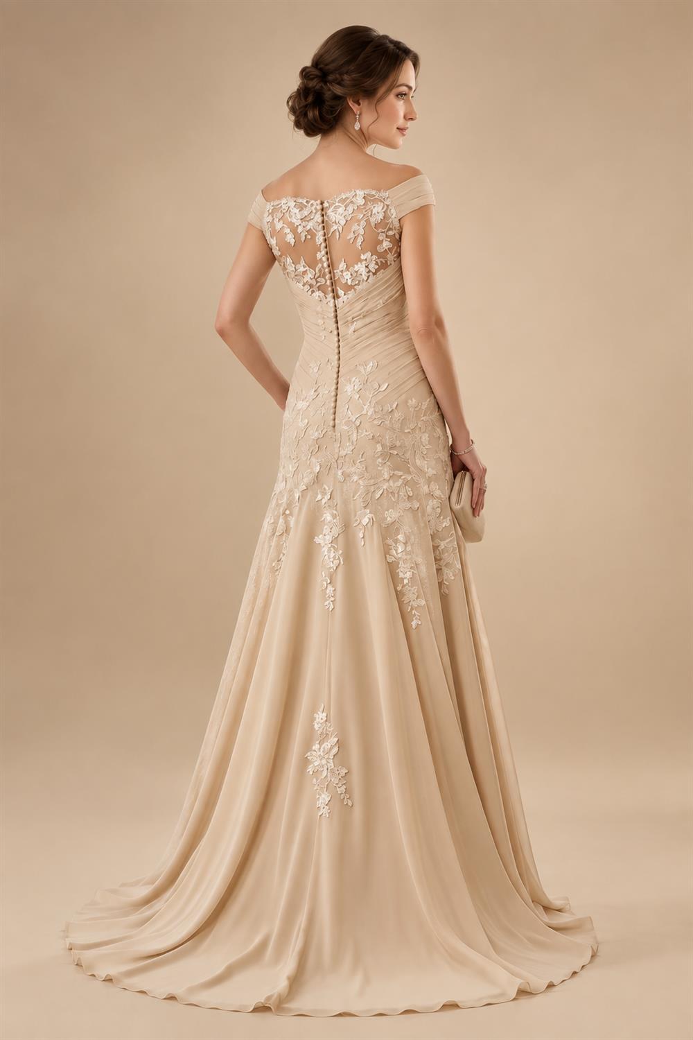 A Line Scoop 3/4 Sleeve Long Mixed Mother of the Bride Dresses with Sequins (SHI22500171)
