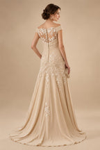 A Line Scoop 3/4 Sleeve Long Mixed Mother of the Bride Dresses with Sequins (SHI22500171)
