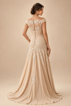 Jacquard A Line V Neck Ruffles Corset Mother of the Bride & Groom Dresses (SHI22500967)