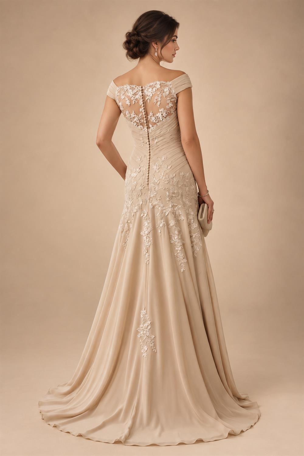 A-Line Chiffon Pleated Long Mother of the Bride & Groom Dresses with 3/4 Flutter Sleeves & Sequin Waist (SHI22500702)