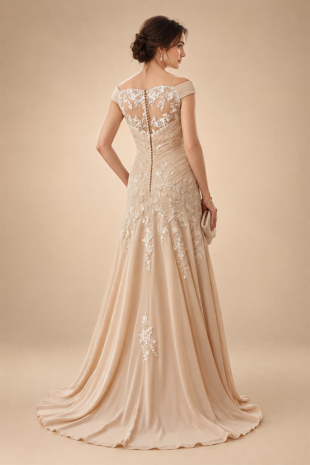 A-Line/Princess Off Shoulder Satin Floor-Length Mother of the Bride & Groom Dresses with 3D Flowers & Sweep Train (SHI22501552)
