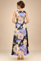 Floral Print A-Line/Princess Scoop Neck Floor-Length Mother of the Bride & Groom Dresses with Pockets (SHI22500916)