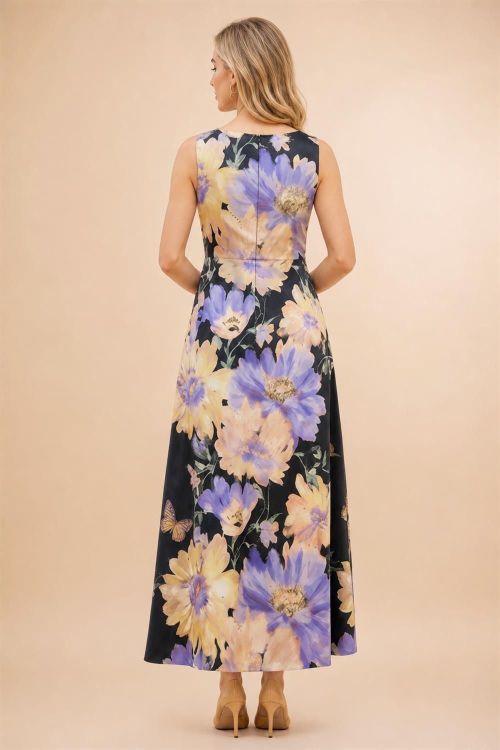 Floral Print A-Line/Princess Scoop Neck Floor-Length Mother of the Bride & Groom Dresses with Pockets (SHI22500916)