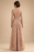 Sequin Floral A-Line/Princess V-Neck Floor-Length Mother of the Bride & Groom Dresses with 3D Flowers & Pleats (SHI22501350)
