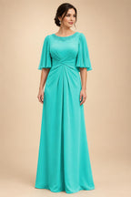 Chiffon A-Line/Princess Scoop Neck Floor-Length Mother of the Bride & Groom Dresses with Ruched Waist (SHI22501277)