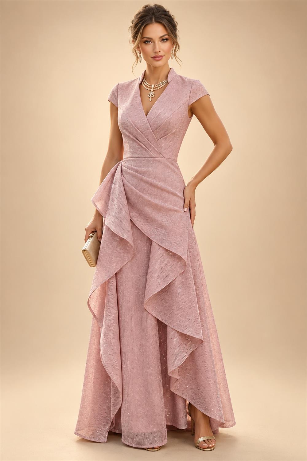 Chiffon A-Line/Princess Scoop Neck Short Mother of the Bride & Groom Dresses Tiered (SHI22500912)