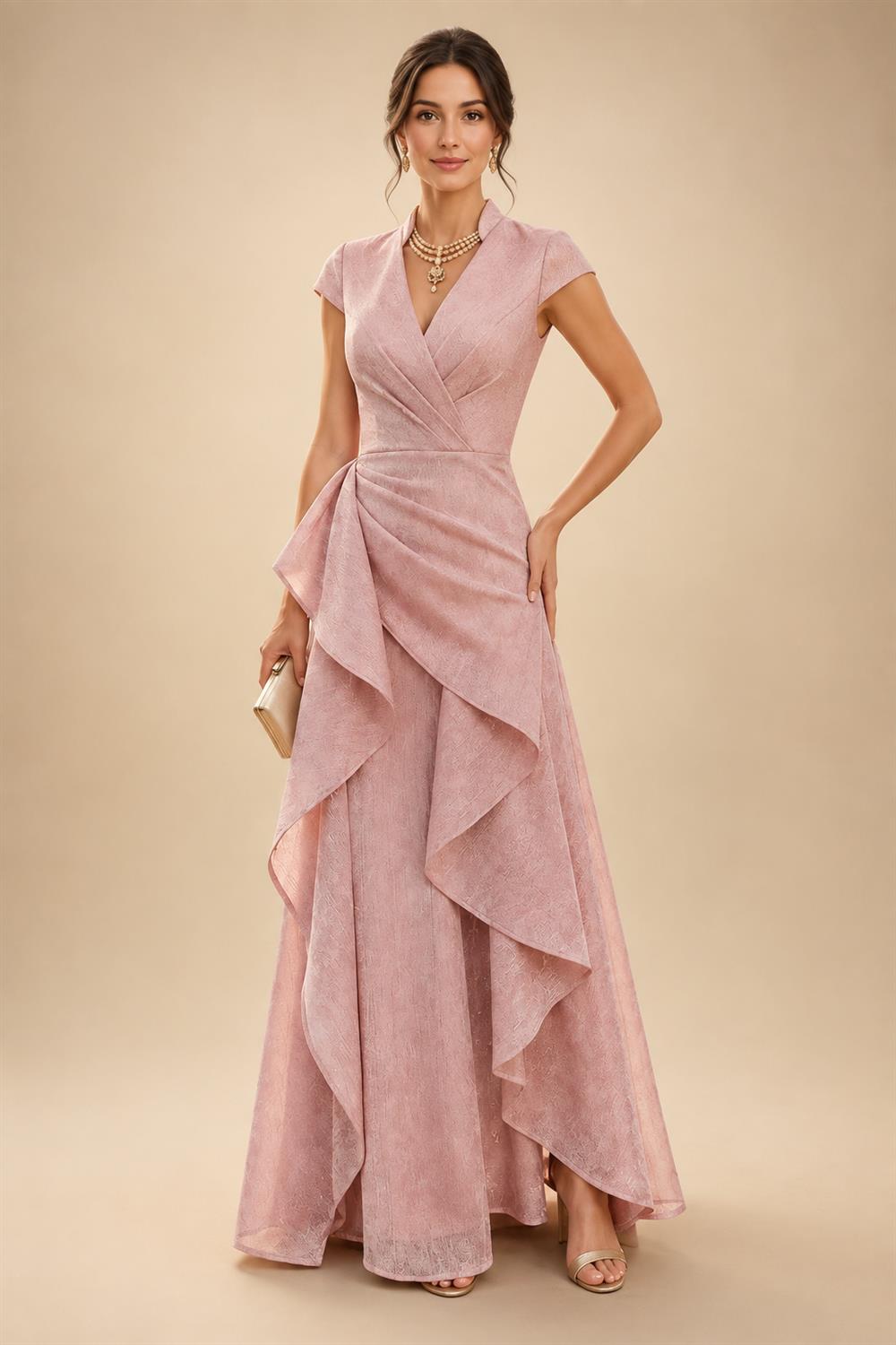 A-Line/Princess One Shoulder Chiffon Floor-Length Mother of the Bride & Groom Dresses with Lace Appliques, Sweep Train & Side Sash (SHI22501663)