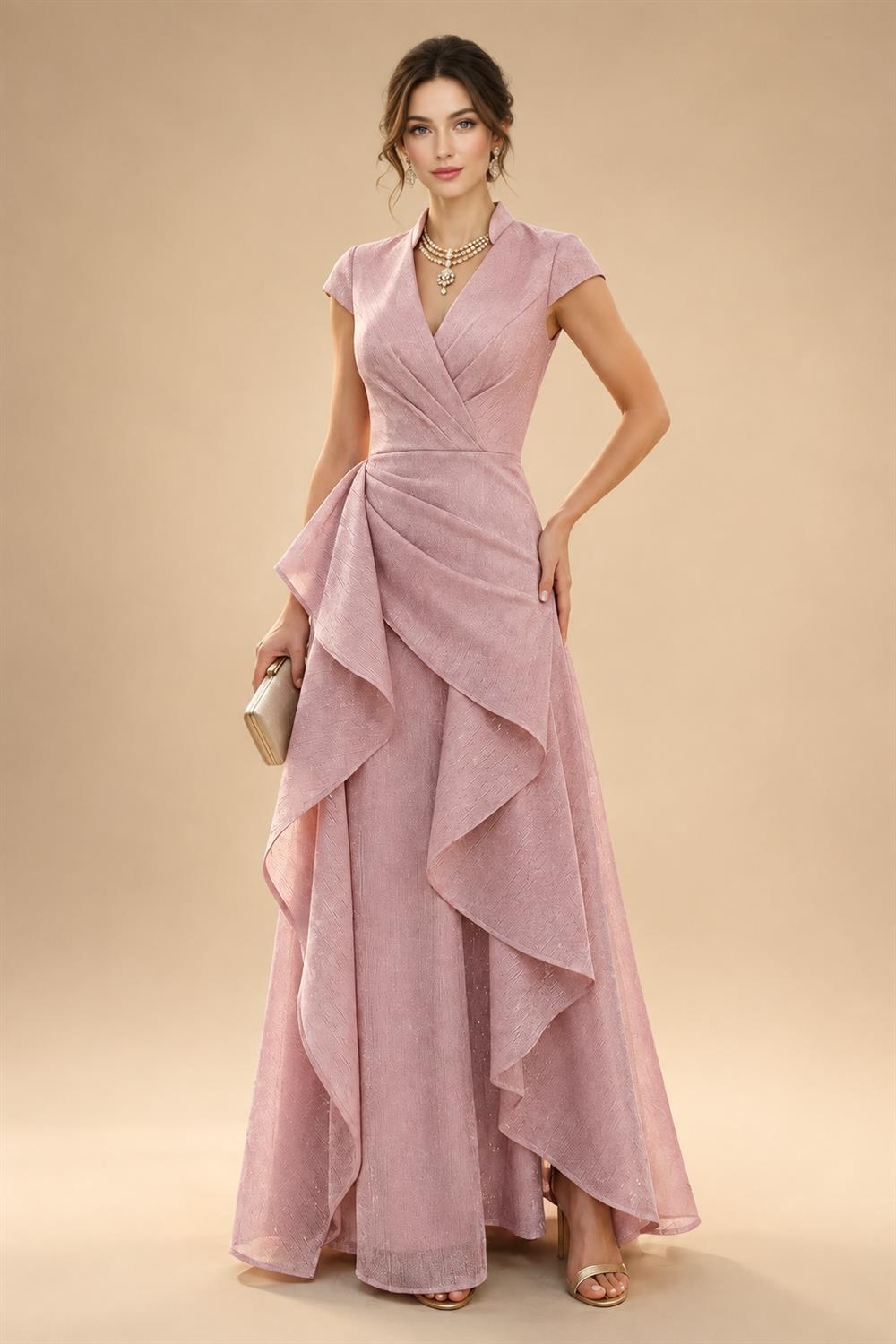 A Line Scoop 3/4 Sleeve Long Mixed Mother of the Bride Dresses with Sequins (SHI22500171)