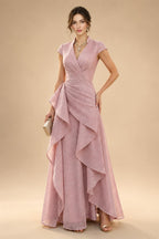 A Line Scoop 3/4 Sleeve Long Mixed Mother of the Bride Dresses with Sequins (SHI22500171)