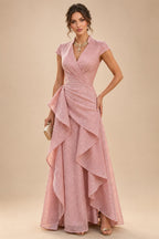 A-Line/Princess Scoop Neck Pleated Satin Evening Dresses with Sequins (SHI22500066)