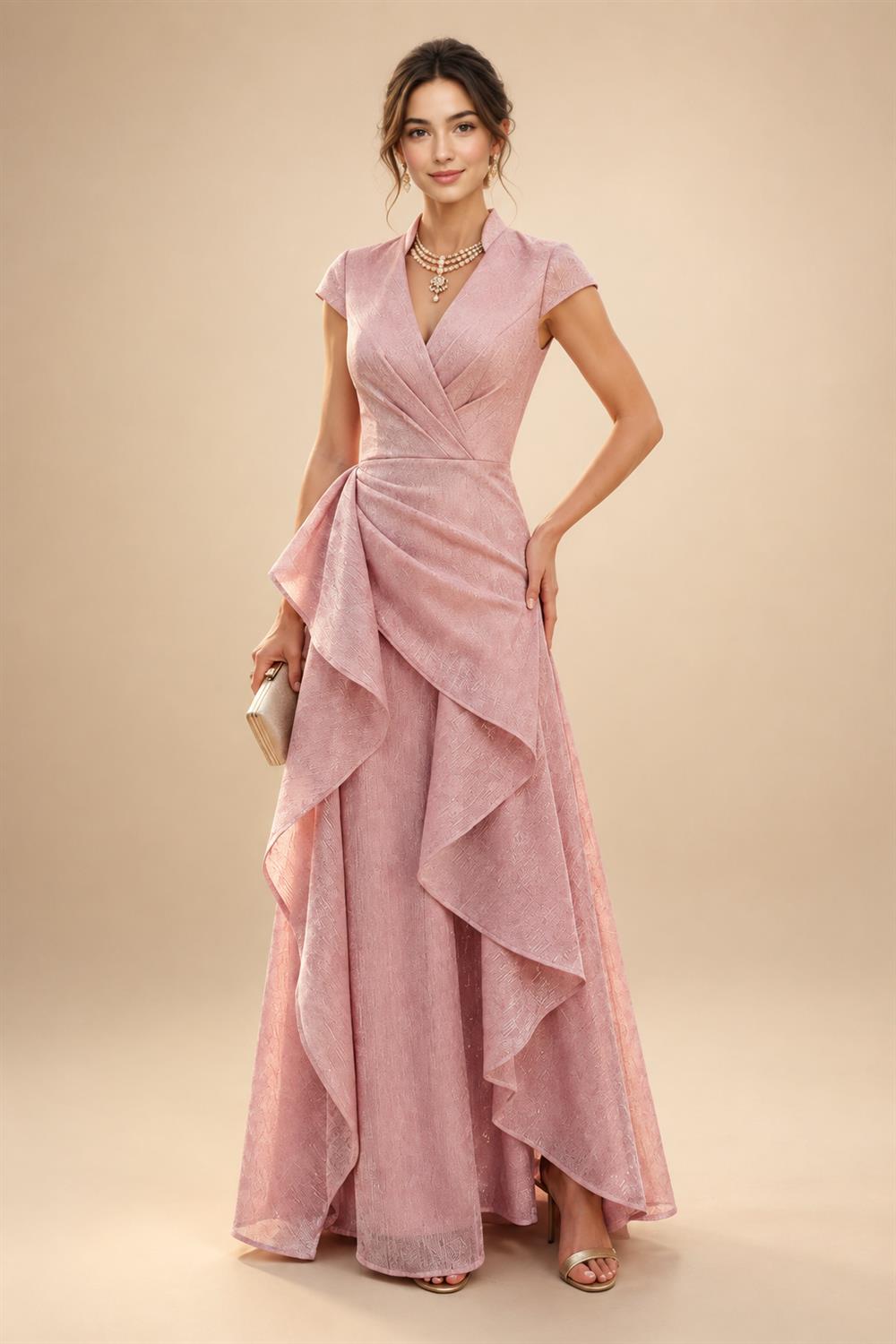 Jumpsuit Scoop Neck Chiffon Floor-Length Mother of the Bride Pantsuits with Rhinestones (SHI22501658)