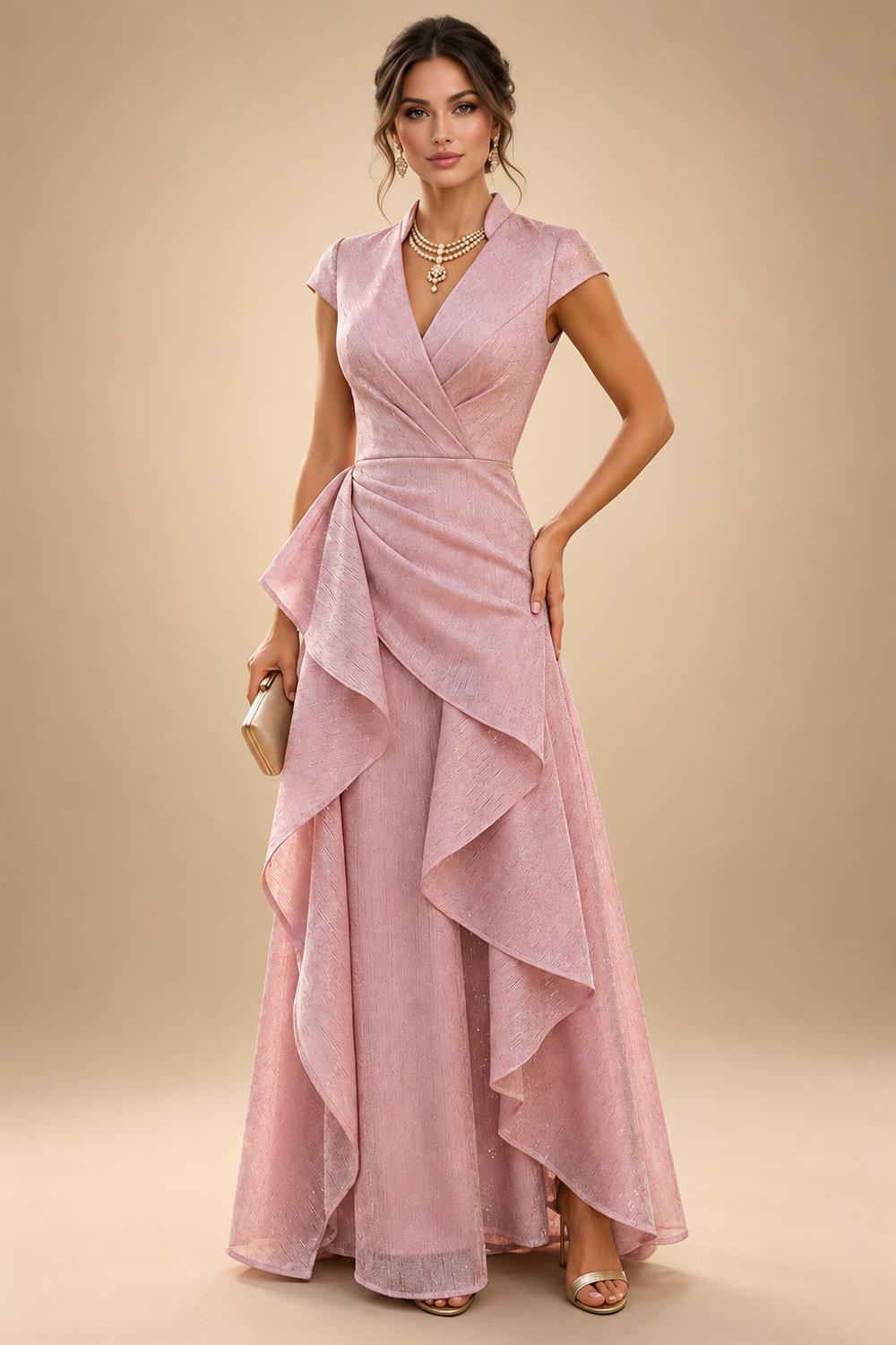 Scoop Neck Chiffon Floor-Length Mother of the Bride & Groom Jumpsuit with Lace Appliques (SHI22501558)