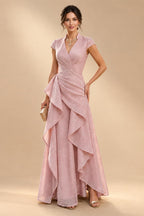 A-Line/Princess V-Neck Floral Embroidery Maxi Mother of the Bride & Groom Dresses with Ruched Waist (SHI22501624)