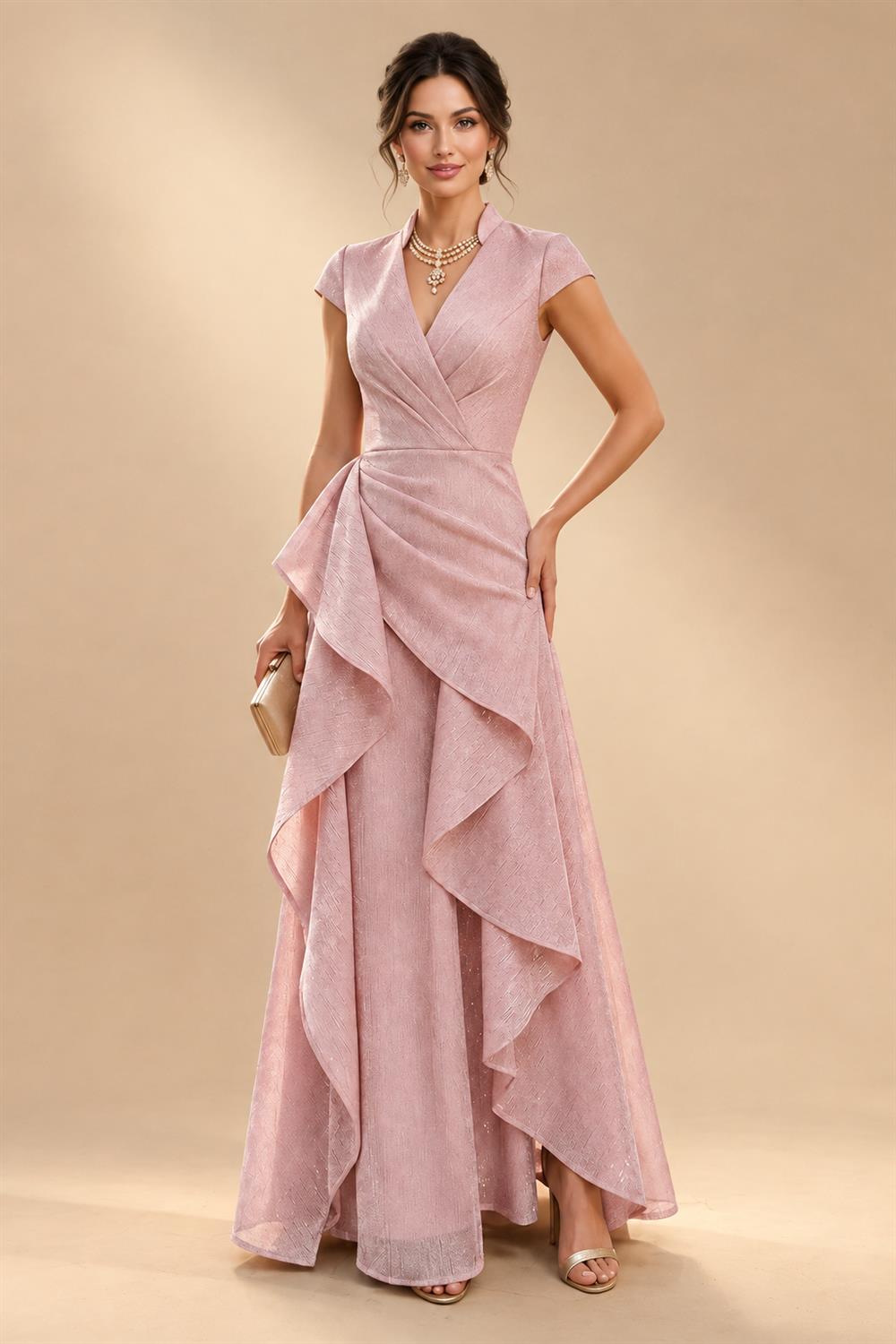 A-Line/Princess V-Neck Floral Embroidery Maxi Mother of the Bride & Groom Dresses with Ruched Waist (SHI22501624)