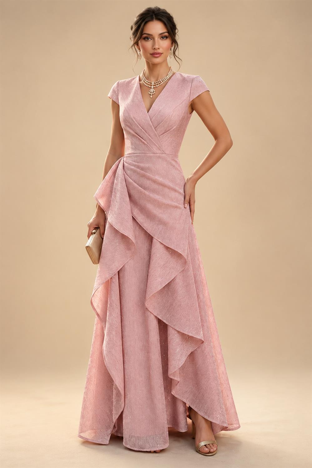 A-Line/Princess Scoop Neck Cap Sleeve Floor-Length Mother of the Bride Dresses with Lace Applique (SHI22500008)