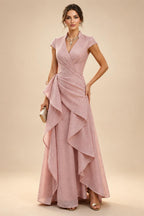 A-Line/Princess Scoop Neck Satin High-Low Mother of the Bride & Groom Dresses with Ruffles & Bow (SHI22501630)