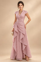 A-Line/Princess Scoop Neck Satin High-Low Mother of the Bride & Groom Dresses with Sequin Floral & Pleats (SHI22501631)