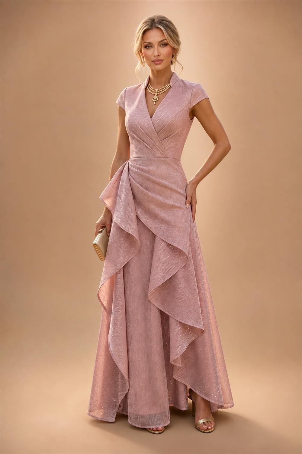 Sheath/Column Off Shoulder Stretch Jersey Floor-Length Mother of the Bride & Groom Dresses with Lace Appliques Sleeves & Slit (SHI22501550)