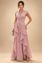 A-Line/Princess V-Neck Floral Embroidery Maxi Mother of the Bride & Groom Dresses with Ruched Waist (SHI22501624)