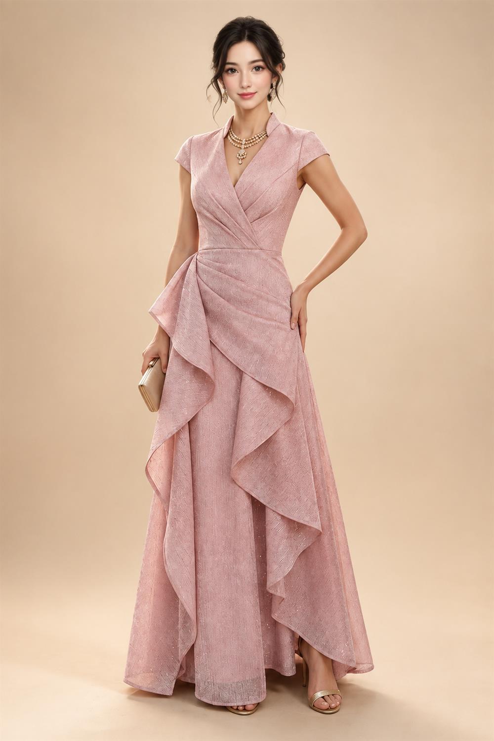 A-Line/Princess Strapless Lace Appliques Floor-Length Mother of the Bride & Groom Dresses with Pleats, Ruched Waist & Sweep Train (SHI22501664)