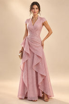 Sheath/Column Asymmetrical Pleated Satin Floor-Length Mother of the Bride Dresses with Ruffle (SHI22500107)