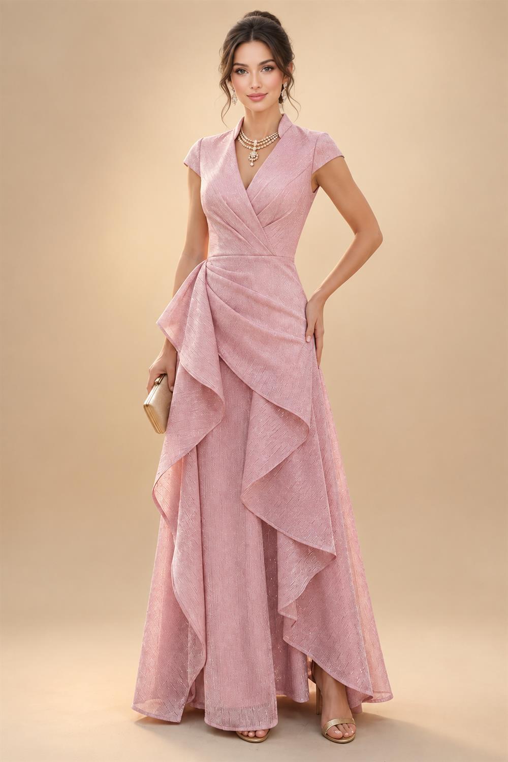 A-Line/Princess V-Neck Satin Tea-Length Mother of the Bride Dresses with Flower (SHI22500080)