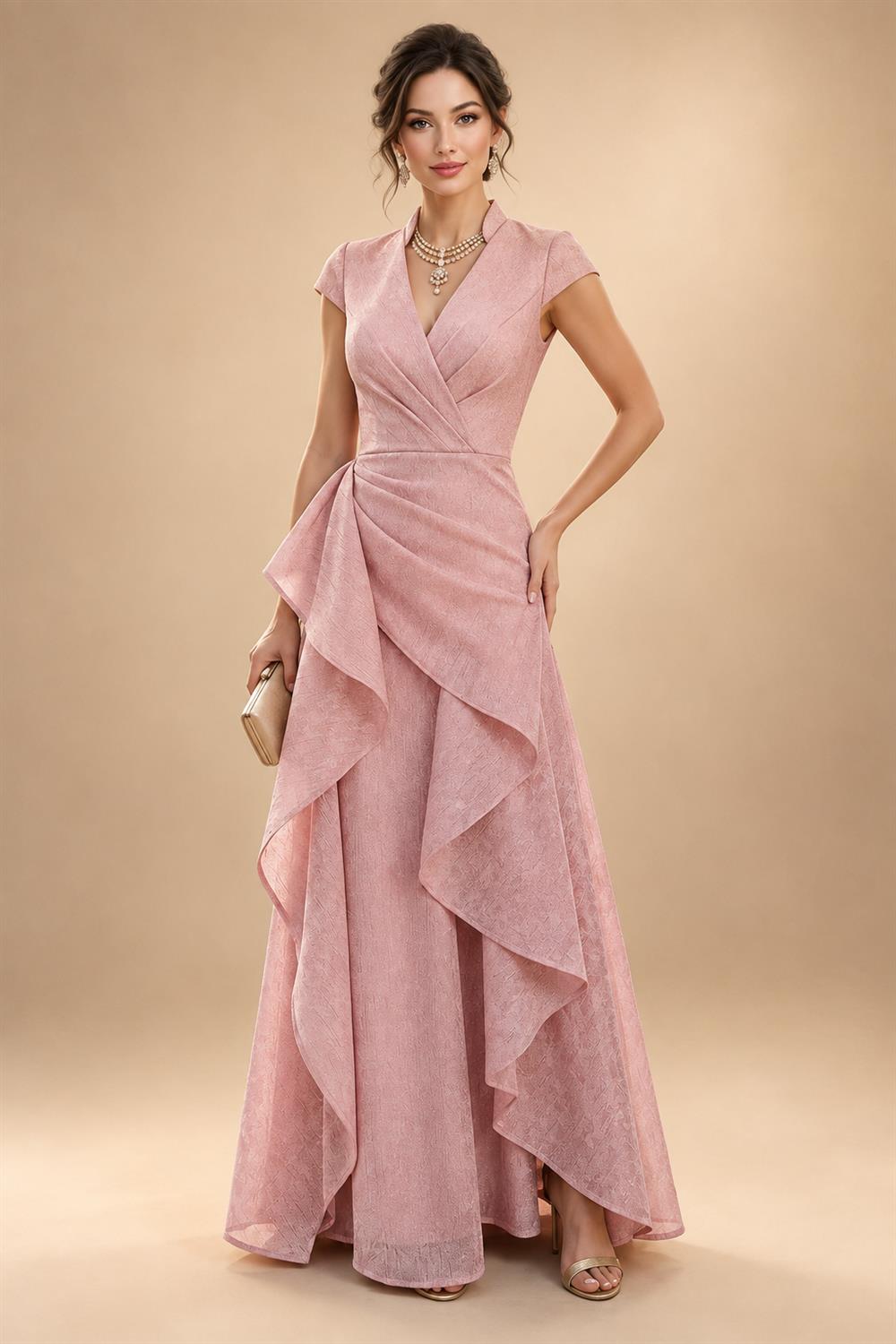 Sheath Floral Jacquard Off Shoulder Mother of the Bride & Groom Dresses with Flower (SHI22500777)