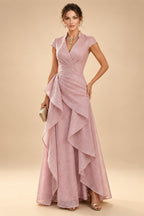 Sheath/Column Off Shoulder Chiffon Floor-Length Mother of the Bride & Groom Dresses with Lace Appliques (SHI22501551)