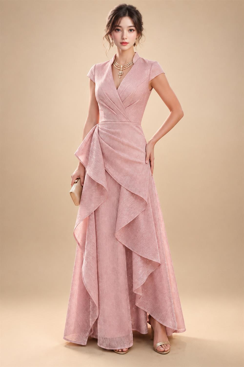 Sheath/Column Scoop Neck Lace Appliques Maxi Mother of the Bride & Groom Dresses with Ruched Waist & Sequin (SHI22501632)
