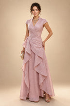 Scoop Neck Chiffon Floor-Length Mother of the Bride & Groom Jumpsuit with Lace Appliques (SHI22501558)