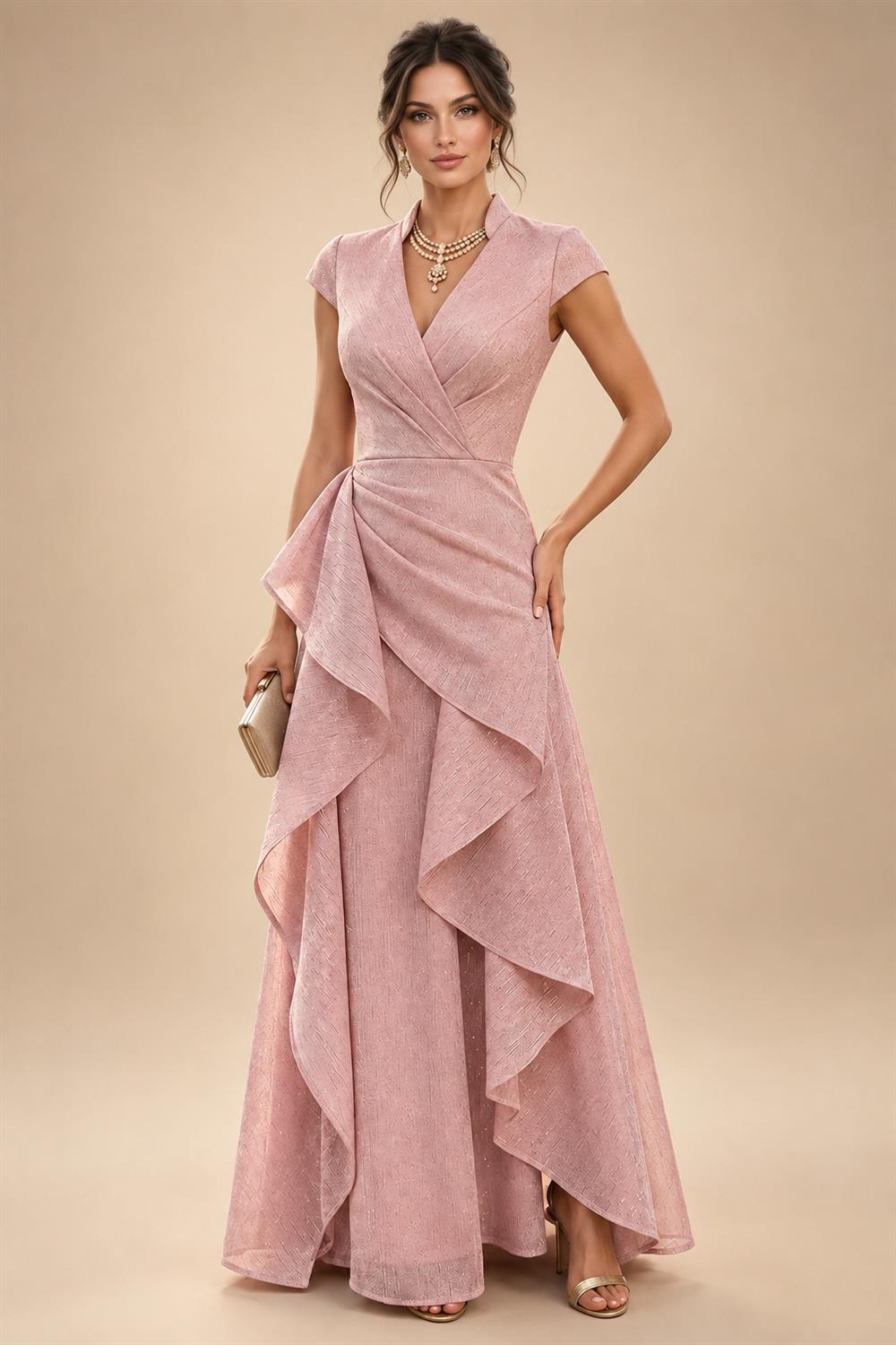 Satin A Line Round Neck Ruched Pleats Mother of the Bride & Groom Dresses (SHI22500952)