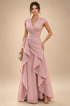 Satin A Line Round Neck Ruched Pleats Mother of the Bride & Groom Dresses (SHI22500952)