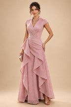 A-Line/Princess Scoop Neck Pleated Satin Evening Dresses with Sequins (SHI22500066)
