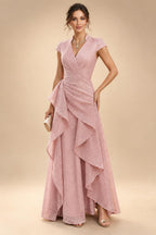 A-Line Floral Sequin Lace Floor-Length Mother of the Bride & Groom Dresses with Ruched Satin Bodice (SHI22500639)