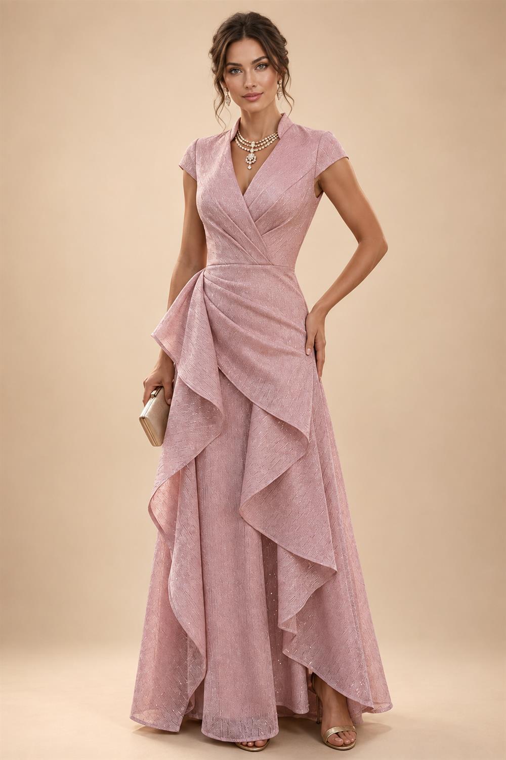 A-Line/Princess Off Shoulder Chiffon Floor-Length Mother of the Bride & Groom Dresses with Lace Appliques & Pleats (SHI22501566)