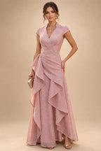 A-Line/Princess Scoop Neck Jacquard Floor-Length Mother of the Bride & Groom Dresses with Ruched Waist (SHI22501615)