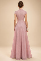 Sheath/Column Lace Appliques Maxi Mother of the Bride & Groom Dresses with Ruched Waist & Satin Bodice (SHI22501596)