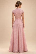 A-Line/Princess Scoop Neck Pleated Satin Evening Dresses with Sequins (SHI22500066)