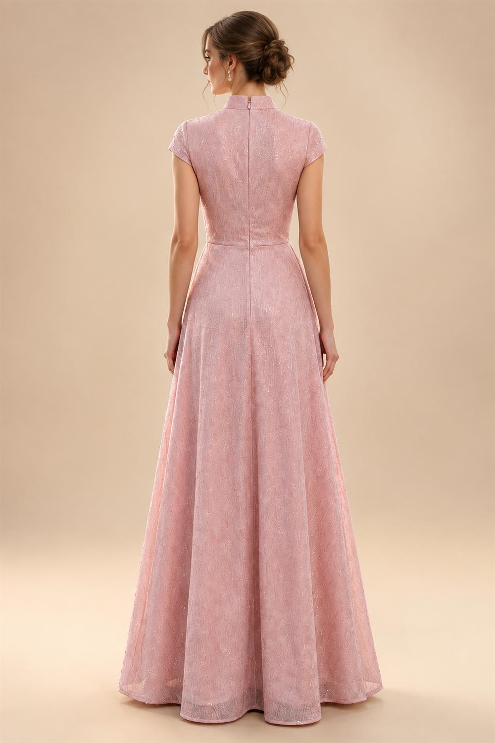 A-Line/Princess V-Neck Chiffon Maxi Mother of the Bride & Groom Dresses with Lace Appliques, Sweep Train, Ruffles, 3D Flowers & Ruched Waist (SHI22501653)